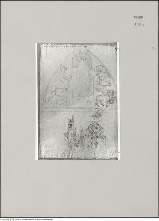 Vorderseite von Städelsches Kunstinstitut und Städtische Galerie [https://www.deutsche-digitale-bibliothek.de/content/lizenzen/rv-ez/] Sammlung von Umrissen und Durchzeichnungen, dienend zur Geschichte der bildenden Künste des Mittelalters in Italien, gezeichnet von J.A. Ramboux aus Trier in den Jahren 1818 bis 1822 und den Jahren 1833 bis 1843Zeichnungsband 3Zeichnung 45: Thronender Christus mit Evangelistensymbolen und Zierfriese - , bh594751_recto. Foto.