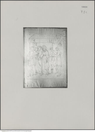 Vorderseite von Städelsches Kunstinstitut und Städtische Galerie [https://www.deutsche-digitale-bibliothek.de/content/lizenzen/rv-ez/] Sammlung von Umrissen und Durchzeichnungen, dienend zur Geschichte der bildenden Künste des Mittelalters in Italien, gezeichnet von J.A. Ramboux aus Trier in den Jahren 1818 bis 1822 und den Jahren 1833 bis 1843Zeichnungsband 3Zeichnung 125: Hochzeitszug Marias und Josephs - , bh594752_recto. Foto.