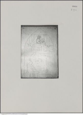 Vorderseite von Städelsches Kunstinstitut und Städtische Galerie [https://www.deutsche-digitale-bibliothek.de/content/lizenzen/rv-ez/] Sammlung von Umrissen und Durchzeichnungen, dienend zur Geschichte der bildenden Künste des Mittelalters in Italien, gezeichnet von J.A. Ramboux aus Trier in den Jahren 1818 bis 1822 und den Jahren 1833 bis 1843Zeichnungsband 3Zeichnung 126: Die Geburt Marias (nach Ramboux der Tod Josephs) - , bh594753_recto. Foto.