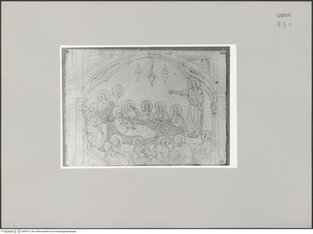 Vorderseite von Städelsches Kunstinstitut und Städtische Galerie [https://www.deutsche-digitale-bibliothek.de/content/lizenzen/rv-ez/] Sammlung von Umrissen und Durchzeichnungen, dienend zur Geschichte der bildenden Künste des Mittelalters in Italien, gezeichnet von J.A. Ramboux aus Trier in den Jahren 1818 bis 1822 und den Jahren 1833 bis 1843Zeichnungsband 3Zeichnung 130: Marientod - , bh594757_recto. Foto.