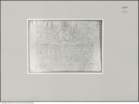 Vorderseite von Städelsches Kunstinstitut und Städtische Galerie [https://www.deutsche-digitale-bibliothek.de/content/lizenzen/rv-ez/] Sammlung von Umrissen und Durchzeichnungen, dienend zur Geschichte der bildenden Künste des Mittelalters in Italien, gezeichnet von J.A. Ramboux aus Trier in den Jahren 1818 bis 1822 und den Jahren 1833 bis 1843Zeichnungsband 3Zeichnung 131: Mariä Himmelfahrt - , bh594759_recto. Foto.