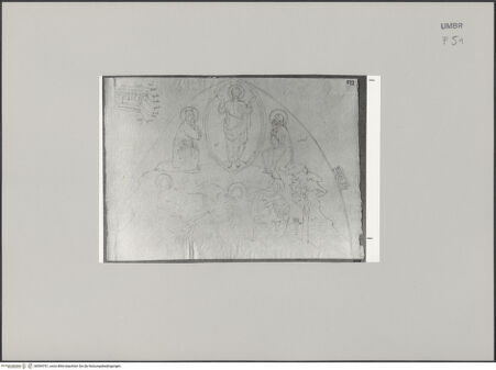 Vorderseite von Städelsches Kunstinstitut und Städtische Galerie [https://www.deutsche-digitale-bibliothek.de/content/lizenzen/rv-ez/] Sammlung von Umrissen und Durchzeichnungen, dienend zur Geschichte der bildenden Künste des Mittelalters in Italien, gezeichnet von J.A. Ramboux aus Trier in den Jahren 1818 bis 1822 und den Jahren 1833 bis 1843Zeichnungsband 3Zeichnung 137: Die Verklärung Christi - , bh594761_recto. Foto.