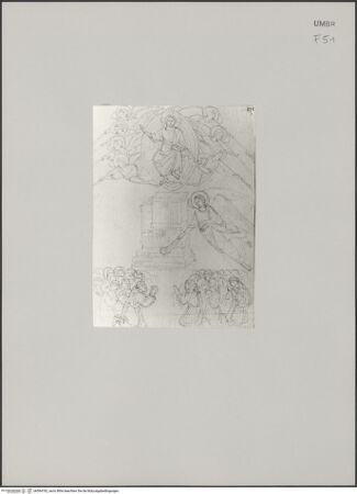 Vorderseite von Städelsches Kunstinstitut und Städtische Galerie [https://www.deutsche-digitale-bibliothek.de/content/lizenzen/rv-ez/] Sammlung von Umrissen und Durchzeichnungen, dienend zur Geschichte der bildenden Künste des Mittelalters in Italien, gezeichnet von J.A. Ramboux aus Trier in den Jahren 1818 bis 1822 und den Jahren 1833 bis 1843Zeichnungsband 3Zeichnung 138: Die Ankündigung des Jüngsten Gerichts - , bh594762_recto. Foto.