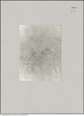 Vorderseite von Städelsches Kunstinstitut und Städtische Galerie [https://www.deutsche-digitale-bibliothek.de/content/lizenzen/rv-ez/] Sammlung von Umrissen und Durchzeichnungen, dienend zur Geschichte der bildenden Künste des Mittelalters in Italien, gezeichnet von J.A. Ramboux aus Trier in den Jahren 1818 bis 1822 und den Jahren 1833 bis 1843Zeichnungsband 3Zeichnung 140: Die Anbetung des Lammes auf dem Throne - , bh594764_recto. Foto.