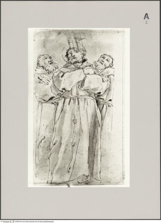 Vorderseite von Rheinisches Bildarchiv Köln [https://www.deutsche-digitale-bibliothek.de/content/lizenzen/rv-ez/] Heiliger Franziskus mit zwei Mönchen - , bh594793_recto. Foto.