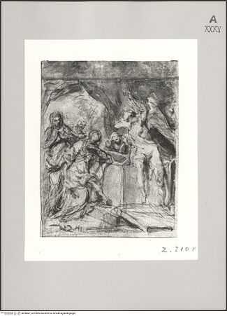 Vorderseite von Rheinisches Bildarchiv Köln [https://www.deutsche-digitale-bibliothek.de/content/lizenzen/rv-ez/] Die Frauen am Grabe (Verso: Durchzeichnung der Komposition) - , bh594847_recto. Foto.