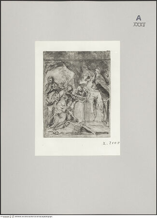 Vorderseite von Rheinisches Bildarchiv Köln [https://www.deutsche-digitale-bibliothek.de/content/lizenzen/rv-ez/] Die Frauen am Grabe (Verso: Durchzeichnung der Komposition) - , bh594848_recto. Foto.