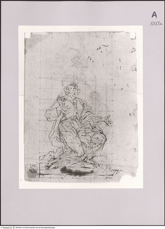 Vorderseite von Rheinisches Bildarchiv Köln [https://www.deutsche-digitale-bibliothek.de/content/lizenzen/rv-ez/] Studie für die Figur eines knienden Heiligen - , bh594873_recto. Foto.
