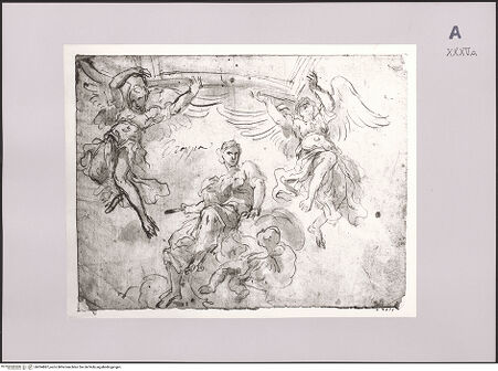 Vorderseite von Rheinisches Bildarchiv Köln [https://www.deutsche-digitale-bibliothek.de/content/lizenzen/rv-ez/] Entwurf für ein Deckengemälde mit der Allegorie der Sapienza und Engeln - , bh594887_recto. Foto.