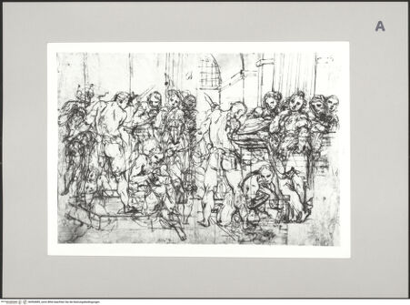 Vorderseite von Martin von Wagner Museum der Universität [https://www.deutsche-digitale-bibliothek.de/content/lizenzen/rv-ez/] Zwei Entwurfsskizzen zu einer Enthauptung von Johannes dem Täufer - , bh594985_recto. Foto.