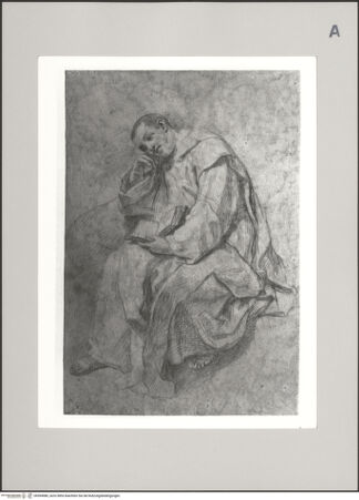 Vorderseite von Martin von Wagner Museum der Universität [https://www.deutsche-digitale-bibliothek.de/content/lizenzen/rv-ez/] Sitzender Mönch mit Buch - , bh594986_recto. Foto.