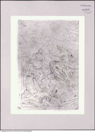 Vorderseite von Martin von Wagner Museum der Universität [https://www.deutsche-digitale-bibliothek.de/content/lizenzen/rv-ez/] Christus, Maria und der heilige Franziskus in der Glorie ? - , bh595010_recto. Foto.