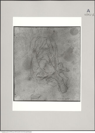 Vorderseite von Martin von Wagner Museum der Universität [https://www.deutsche-digitale-bibliothek.de/content/lizenzen/rv-ez/] Untere Hälfte einer männlichen Kniefigur - , bh595022_recto. Foto.