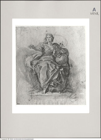Vorderseite von Martin von Wagner Museum der Universität [https://www.deutsche-digitale-bibliothek.de/content/lizenzen/rv-ez/] Weibliche allegorische Figur mit Globus und Schlüsseln - , bh595051_recto. Foto.