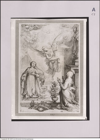Vorderseite von Statens Konstmuseer [https://www.deutsche-digitale-bibliothek.de/content/lizenzen/rv-ez/] Verkündigung an Maria mit der Heiligen Katharina von Siena - , bh595073_recto. Foto.