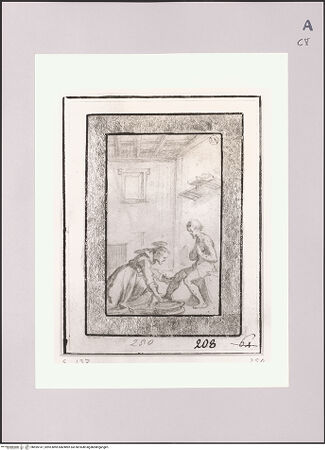 Vorderseite von Statens Konstmuseer [https://www.deutsche-digitale-bibliothek.de/content/lizenzen/rv-ez/] Heiliger Franziskus von Assisi wäscht die Füße eines Pilgers - , bh595147_recto. Foto.