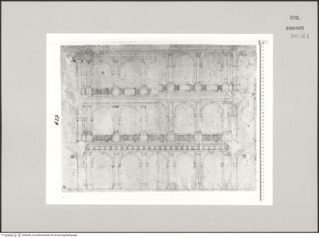 Vorderseite von Centro Studi Antonio Sangallo il Giovane, Montefiascone [http://creativecommons.org/publicdomain/mark/1.0/] Rom, Palazzo Farnese, Projekt für den Hof - , bh595400_recto. Foto.