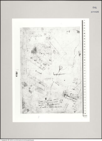 Vorderseite von Centro Studi Antonio Sangallo il Giovane, Montefiascone [http://creativecommons.org/publicdomain/mark/1.0/] Rom, Tempel der Castoren, Gebälkstudien - , bh595414_recto. Foto.