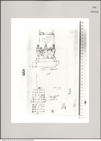 Vorderseite von Centro Studi Antonio Sangallo il Giovane, Montefiascone [http://creativecommons.org/publicdomain/mark/1.0/] Studie zur Basis des Obelisken auf der Piazza del Popolo und dem Mausoleum von Halikarnaß - , bh595420_recto. Foto.