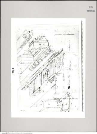 Vorderseite von Centro Studi Antonio Sangallo il Giovane, Montefiascone [http://creativecommons.org/publicdomain/mark/1.0/] Rom, Basilica Aemilia, Studie des Gebälks - , bh595430_recto. Foto.