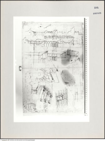 Vorderseite von Centro Studi Antonio Sangallo il Giovane, Montefiascone [https://www.deutsche-digitale-bibliothek.de/content/lizenzen/rv-ez/] Verona, Schnitt und Studien des Amphitheaters - , bh595462_recto. Foto.