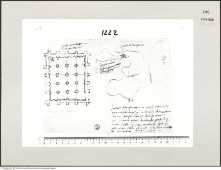 Vorderseite von Centro Studi Antonio Sangallo il Giovane, Montefiascone [https://www.deutsche-digitale-bibliothek.de/content/lizenzen/rv-ez/] Tarquinia, Grundriss der Zisterne und Plan der Stadt - , bh595475_recto. Foto.