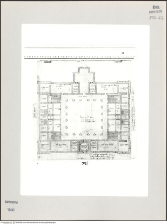 Vorderseite von Centro Studi Antonio Sangallo il Giovane, Montefiascone [https://www.deutsche-digitale-bibliothek.de/content/lizenzen/rv-ez/] Rom, Grundriss des Palazzo dei Tribunali (Kopie nach Bramante) - , bh595480_recto. Foto.