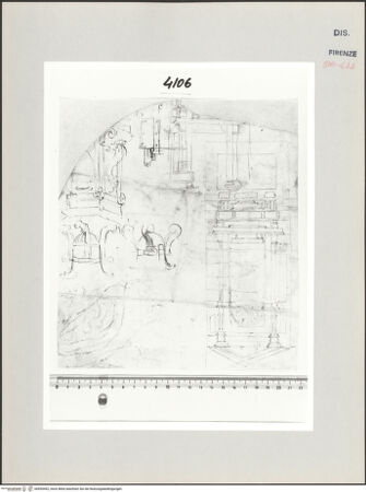 Vorderseite von Centro Studi Antonio Sangallo il Giovane, Montefiascone [https://www.deutsche-digitale-bibliothek.de/content/lizenzen/rv-ez/] Skizzen für die Dekoration von Nischen - , bh595492_recto. Foto.