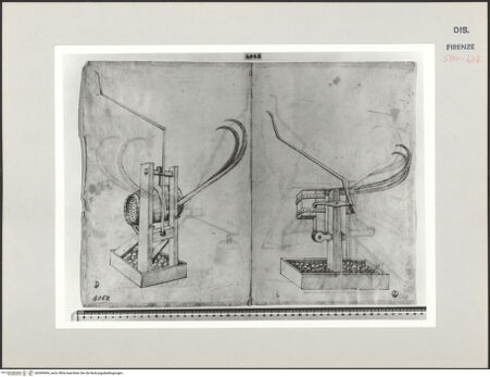 Vorderseite von Centro Studi Antonio Sangallo il Giovane, Montefiascone [https://www.deutsche-digitale-bibliothek.de/content/lizenzen/rv-ez/] Vorrichtung, um feindliche Schiffe zu versenken - , bh595494_recto. Foto.
