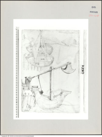 Vorderseite von Centro Studi Antonio Sangallo il Giovane, Montefiascone [https://www.deutsche-digitale-bibliothek.de/content/lizenzen/rv-ez/] Vorrichtungen, um feindliche Schiffe zu versenken - , bh595499_recto. Foto.