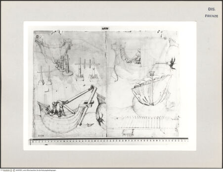 Vorderseite von Centro Studi Antonio Sangallo il Giovane, Montefiascone [https://www.deutsche-digitale-bibliothek.de/content/lizenzen/rv-ez/] Vorrichtungen, um feindliche Schiffe zu versenken - , bh595501_recto. Foto.