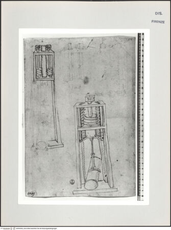 Vorderseite von Centro Studi Antonio Sangallo il Giovane, Montefiascone [https://www.deutsche-digitale-bibliothek.de/content/lizenzen/rv-ez/] Zwei Mechanismen zum Aufrichten von Pfählen - , bh595536_recto. Foto.