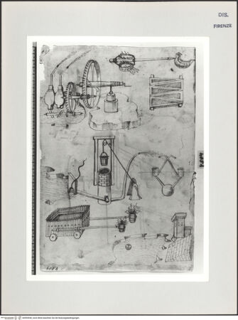 Vorderseite von Centro Studi Antonio Sangallo il Giovane, Montefiascone [https://www.deutsche-digitale-bibliothek.de/content/lizenzen/rv-ez/] Studien zu hydraulischen Maschinen - , bh595540_recto. Foto.