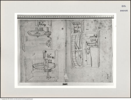 Vorderseite von Centro Studi Antonio Sangallo il Giovane, Montefiascone [https://www.deutsche-digitale-bibliothek.de/content/lizenzen/rv-ez/] Studien zu hydraulischen Maschinen - , bh595543_recto. Foto.