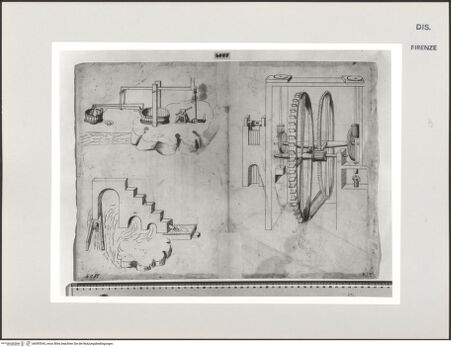 Vorderseite von Centro Studi Antonio Sangallo il Giovane, Montefiascone [https://www.deutsche-digitale-bibliothek.de/content/lizenzen/rv-ez/] Studien zu hydraulischen Maschinen - , bh595545_recto. Foto.