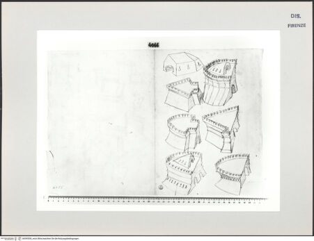 Vorderseite von Centro Studi Antonio Sangallo il Giovane, Montefiascone [https://www.deutsche-digitale-bibliothek.de/content/lizenzen/rv-ez/] Studien zu Bastionen - , bh595550_recto. Foto.