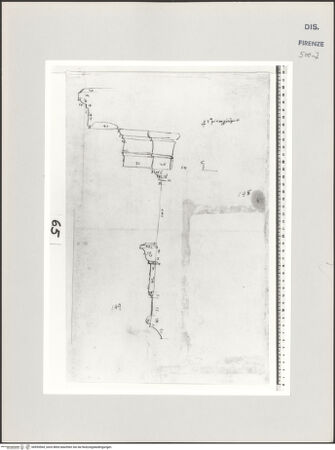 Vorderseite von Centro Studi Antonio Sangallo il Giovane, Montefiascone [https://www.deutsche-digitale-bibliothek.de/content/lizenzen/rv-ez/] Rom, Alt-St. Peter, Gebälkstudie - , bh595564_recto. Foto.