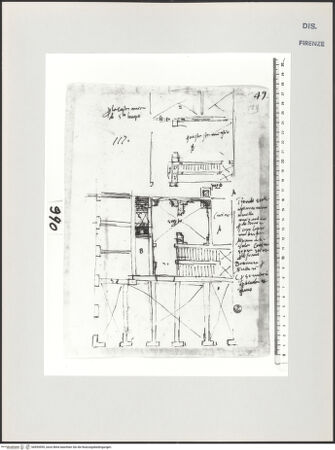 Vorderseite von Centro Studi Antonio Sangallo il Giovane, Montefiascone [https://www.deutsche-digitale-bibliothek.de/content/lizenzen/rv-ez/] Rom, Palazzo Sangallo (später Sacchetti), Grundrissstudien - , bh595595_recto. Foto.