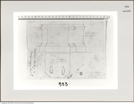 Vorderseite von Centro Studi Antonio Sangallo il Giovane, Montefiascone [https://www.deutsche-digitale-bibliothek.de/content/lizenzen/rv-ez/] Rom, Palazzo della Cancelleria, Studie für die Portalfiguren - , bh595596_recto. Foto.