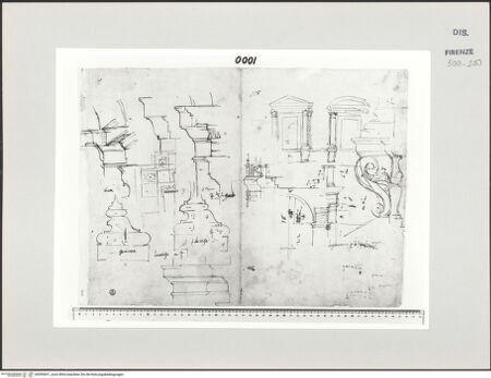 Vorderseite von Centro Studi Antonio Sangallo il Giovane, Montefiascone [https://www.deutsche-digitale-bibliothek.de/content/lizenzen/rv-ez/] Rom, Palazzo Farnese, Studien zur Fassade und dem Vestibül - , bh595601_recto. Foto.
