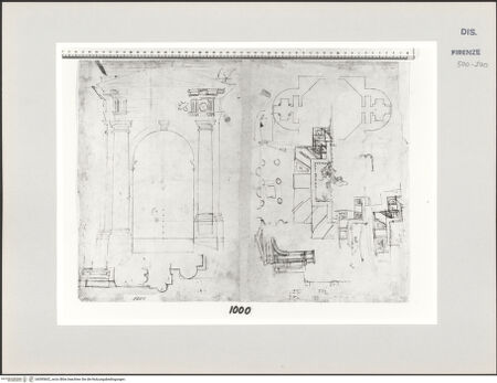 Vorderseite von Centro Studi Antonio Sangallo il Giovane, Montefiascone [https://www.deutsche-digitale-bibliothek.de/content/lizenzen/rv-ez/] Rom, Palazzo Farnese, Studien zur Fassade und dem Vestibül - , bh595602_recto. Foto.