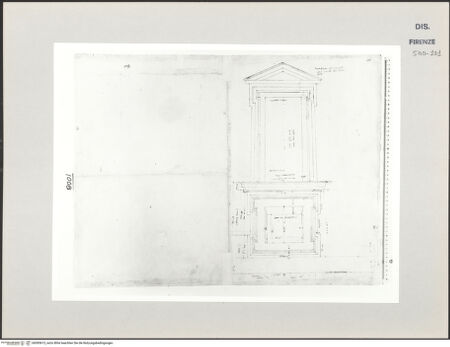 Vorderseite von Centro Studi Antonio Sangallo il Giovane, Montefiascone [https://www.deutsche-digitale-bibliothek.de/content/lizenzen/rv-ez/] Rom, Palazzo Farnese, Studie für die Fenster des Erdgeschosses der Gartenfassade - , bh595613_recto. Foto.