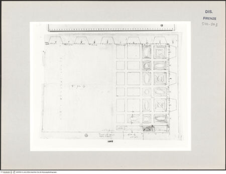 Vorderseite von Centro Studi Antonio Sangallo il Giovane, Montefiascone [https://www.deutsche-digitale-bibliothek.de/content/lizenzen/rv-ez/] Rom, Palazzo Farnese, Studie für die Decke der Sala Grande - , bh595614_recto. Foto.