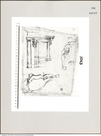 Vorderseite von Centro Studi Antonio Sangallo il Giovane, Montefiascone [https://www.deutsche-digitale-bibliothek.de/content/lizenzen/rv-ez/] Studie zu einem ionischen Tor - , bh595632_recto. Foto.