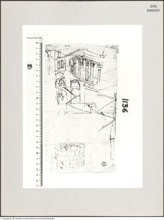 Vorderseite von Centro Studi Antonio Sangallo il Giovane, Montefiascone [https://www.deutsche-digitale-bibliothek.de/content/lizenzen/rv-ez/] Rom, Kolosseum, Querschnitt mit Rekonstruktion der Portikus im oberen Bereich der Cavea; Rekonstruierende Zeichnung in perspektivischer Ansicht - , bh595669_recto. Foto.