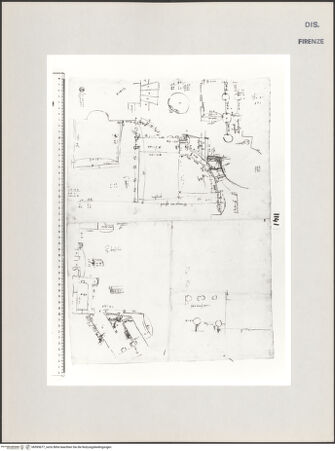 Vorderseite von Centro Studi Antonio Sangallo il Giovane, Montefiascone [https://www.deutsche-digitale-bibliothek.de/content/lizenzen/rv-ez/] Rom, Anbauten an das Augustusforum (San Basilio), Skizze des Grundrisses mit Maßangaben; Skizze des Grundrisses mit Maßangaben des Tempels des Mars Ultor; Porticus Absidata; Forum Transitorium, Skizze des Grundrisses des Pronaos des Minerva-Tempels und der "Colonacce"; Grundriss mit Maßangaben einer Säule des Tempels des Mars Ultor; Porticus desselben Tempels; - , bh595677_recto. Foto.