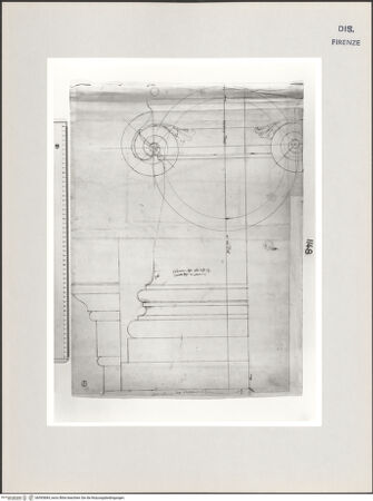 Vorderseite von Centro Studi Antonio Sangallo il Giovane, Montefiascone [https://www.deutsche-digitale-bibliothek.de/content/lizenzen/rv-ez/] Rom, Palazzo Farnese, Studie für die Säule des Fensters im 2. OG der Fassade - , bh595684_recto. Foto.