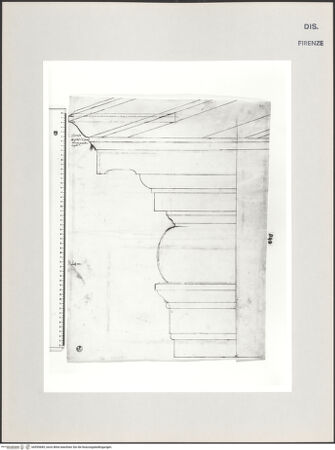 Vorderseite von Centro Studi Antonio Sangallo il Giovane, Montefiascone [https://www.deutsche-digitale-bibliothek.de/content/lizenzen/rv-ez/] Rom, Palazzo Farnese, Studie für das Gebälk der Fenster am 2. OG der Hauptfassade - , bh595685_recto. Foto.