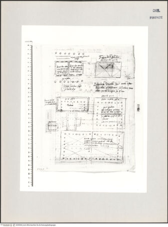 Vorderseite von Centro Studi Antonio Sangallo il Giovane, Montefiascone [https://www.deutsche-digitale-bibliothek.de/content/lizenzen/rv-ez/] Grundriss einer Palästra und griechischer Häuser nach Vitruv - , bh595694_recto. Foto.