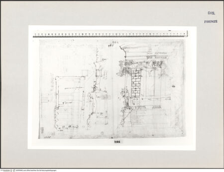 Vorderseite von Centro Studi Antonio Sangallo il Giovane, Montefiascone [https://www.deutsche-digitale-bibliothek.de/content/lizenzen/rv-ez/] Rom, Tempel des Antoninus und der Faustina, Grundriss, Profil und Aufriss der Tempelfront - , bh595698_recto. Foto.
